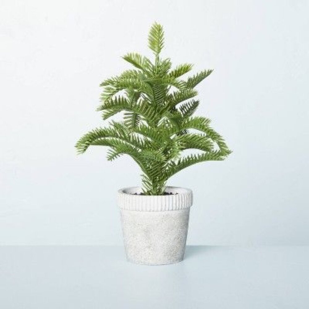 Hearth‎ & Hand with Magnolia Faux Balsam Fir Tree in Washed Cement Pot NWT 16"